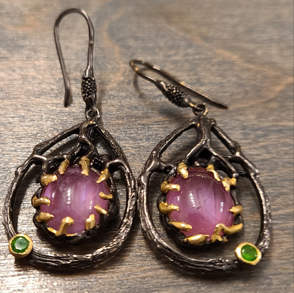 Ruby Rustic Sterling Silver Earrings - image 5